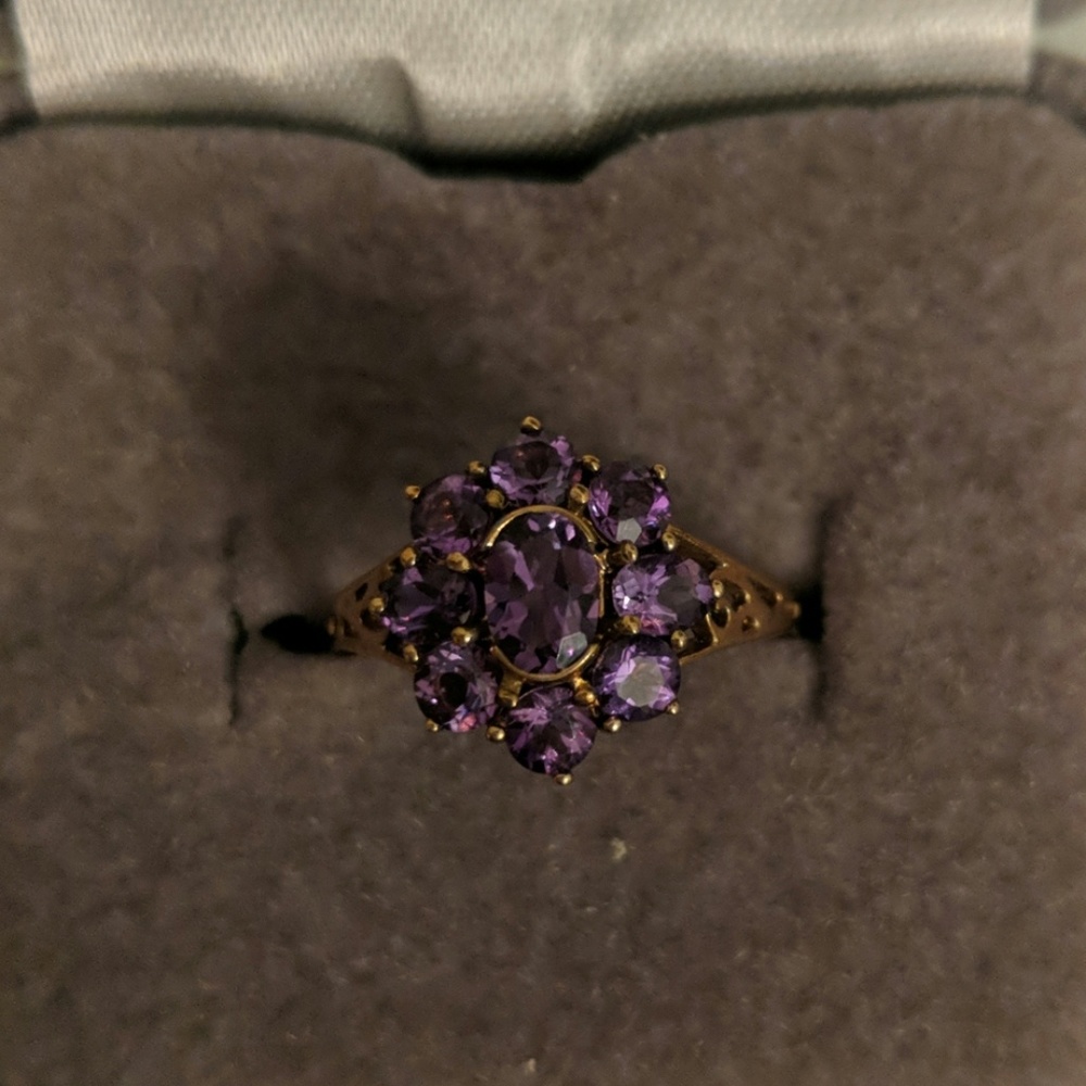 10k Gold Amethyst Cluster Ring 1.6CT